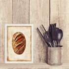 Quadro Decorativo Cozinha Pão Francês 24x18cm Moldura Branca