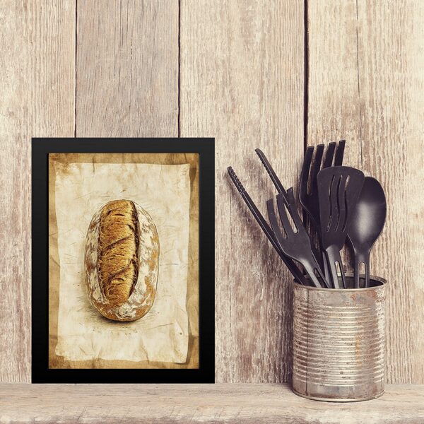 Quadro Decorativo Cozinha Pão Italiano 45x34cm - Com Vidro Mo