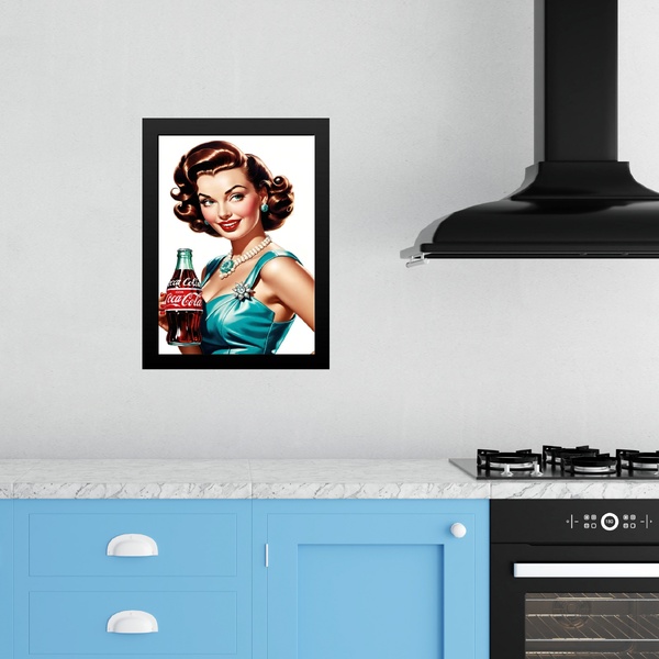Quadro Decorativo Cozinha Pin Up Refrigerante 24x18cm - Com V