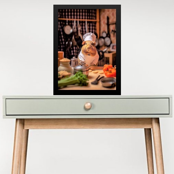 Quadro Decorativo Cozinha - Ratinho 33x24cm Moldura Preta