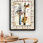 Quadro Decorativo Cozinha Talheres Vintage  - 70x50cm Moldura