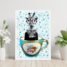 Quadro Decorativo Cozinha Vintage - Girafa Xícara 33x24cm - C