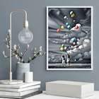 Quadro Decorativo Crianças Com Balões Coloridos 33x24cm - Com