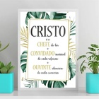 Quadro Decorativo Cristo É O Chefe Do Lar 33x24cm - Com Vidro