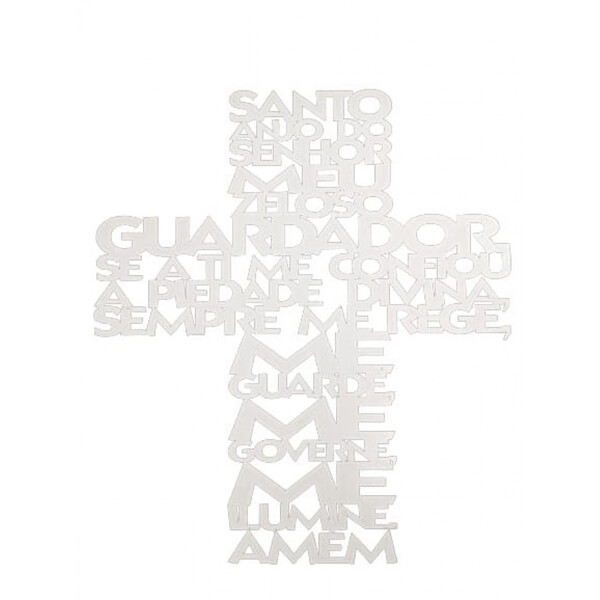 Quadro Decorativo - Cruz Santo Anjo Em Mdf - Branco