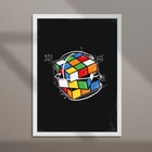 Quadro Decorativo Cubo Mágico 45x34cm - Com Vidro Moldura Bra