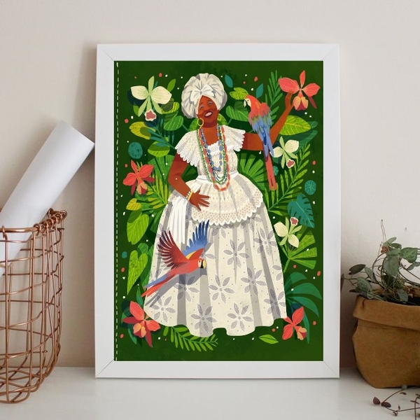 Quadro Decorativo Cultura Baiana 33x24cm - Com Vidro Moldura: