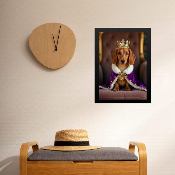 Quadro Decorativo Dachshund Caramelo Rei 33x24cm Moldura Preta