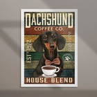 Quadro Decorativo Dachshund Coffee 45x34cm Moldura Branca