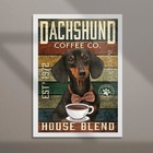 Quadro Decorativo Dachshund Coffee 45x34cm Moldura Preta