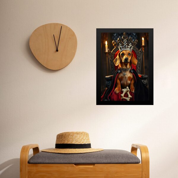Quadro Decorativo Dachshund Rei - Caramelo 45x34cm - Com Vidr