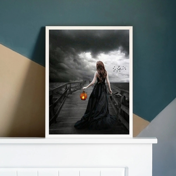 Quadro Decorativo Dama Da Noite 45x34cm Moldura:madeira Branca