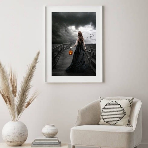 Quadro Decorativo Dama Da Noite - 60x48cm Moldura:madeira Pre