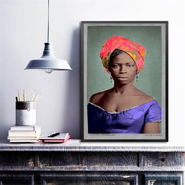 Quadro Decorativo Dandara Dos Palmares 45x34cm - Com Vidro Mo