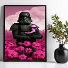 Quadro Decorativo Darth Com Bebê 24x18cm Moldura Branca