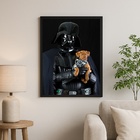 Quadro Decorativo Darth Com Cachorrinho 24x18cm Moldura Branca