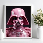Quadro Decorativo Darth Cor De Rosa 33x24cm Moldura Branca