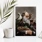 Quadro Decorativo Darwin Com Animais 33x24cm Moldura:madeira