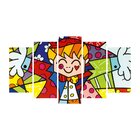 Quadro Decorativo De 5 Peças Estilo Mosaico Romero Brito 03