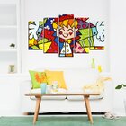 Quadro Decorativo De 5 Peças Estilo Mosaico Romero Brito 03