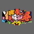 Quadro Decorativo De 5 Peças Estilo Mosaico Romero Brito 04