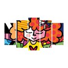 Quadro Decorativo De 5 Peças Estilo Mosaico Romero Brito 04