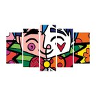 Quadro Decorativo De 5 Peças Estilo Mosaico Romero Brito 06