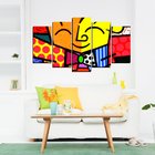 Quadro Decorativo De 5 Peças Estilo Mosaico Romero Brito 09