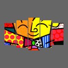 Quadro Decorativo De 5 Peças Estilo Mosaico Romero Brito 09