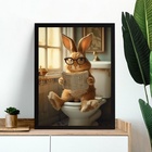 Quadro Decorativo De Banheiro - Coelhinho No Vaso 24x18cm Mol