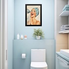 Quadro Decorativo De Banheiro Pin Up Girl 33x24cm Moldura Bra