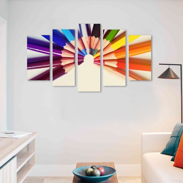 Quadro Decorativo De Lápis De Cor 5 Peças