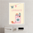 Quadro Decorativo De Lavanderia 33x24cm Moldura:madeira Branca