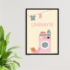 Quadro Decorativo De Lavanderia 45x34cm - Com Vidro Moldura:m