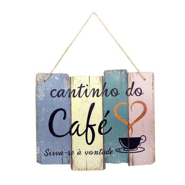 Quadro Decorativo De Madeira Cantinho Do Café 25 5x30x1 5 Cm