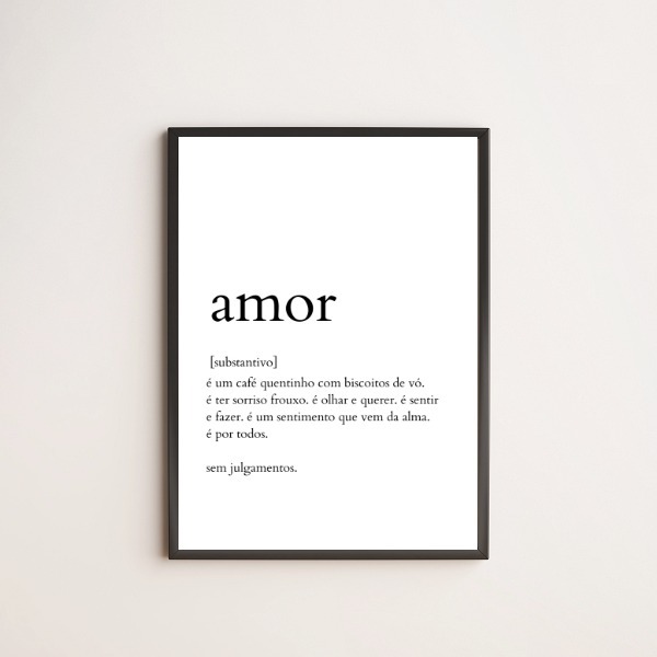 Quadro Decorativo Definição De Amor 33x24cm - Com Vidro Moldu