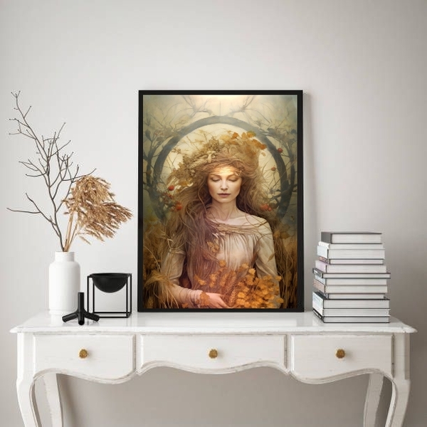 Quadro Decorativo Deméter- Deusa Da Agricultura 33x24cm - Com