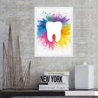 Quadro Decorativo Dente Aquarela 33x24cm Moldura:madeira Preta