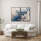 Quadro Decorativo Dente De Leão Azul Com 2 Telas De Parede Pa