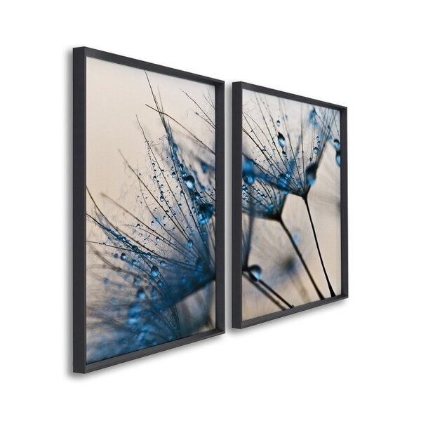 Quadro Decorativo Dente De Leão Azul Com 2 Telas De Parede Pa