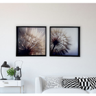 Quadro Decorativo com Vidro e Moldura de Madeira Dente de Leão I Premium Bronze 60x60cm