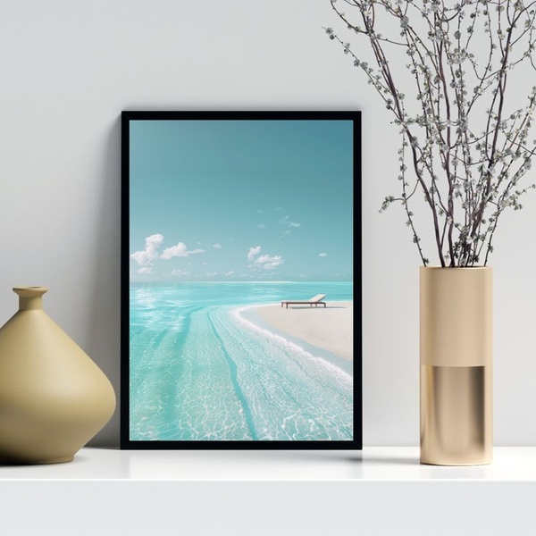 Quadro Decorativo Descanso Na Praia 45x34cm - Com Vidro Moldu