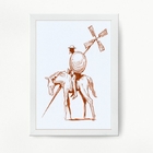 Quadro Decorativo Desenho De Don quixote 45x34cm - Com Vidro