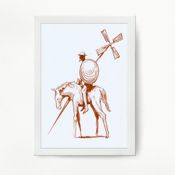 Quadro Decorativo Desenho De Don quixote 45x34cm Moldura:made