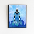 Quadro Decorativo Desenho Iemanjá 33x24cm - Com Vidro Moldura