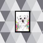 Quadro Decorativo Desenho Schnauzer 33x24cm - Com Vidro Moldu
