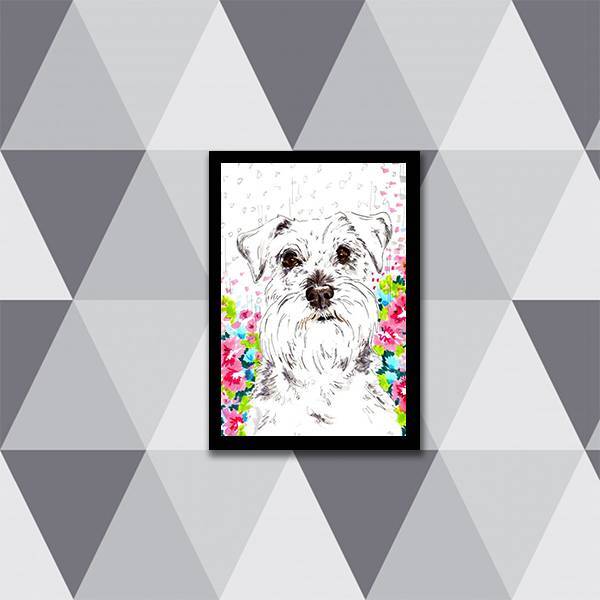 Quadro Decorativo Desenho Schnauzer 45x34cm A3 (45 X 34)
