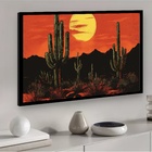 Quadro Decorativo Deserto Cacto Silhueta  - 50x70cm Moldura B