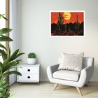 Quadro Decorativo Deserto Cacto Silhueta  - 50x70cm Moldura B