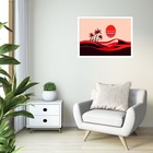 Quadro Decorativo Deserto Palmeiras Vermelho  - 50x70cm Moldu